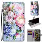 For Xiaomi Poco M3 Coloured Drawing Cross Texture Horizontal Flip PU Leather Case with Holder & Card Slots & Wallet & Lanyard(Light Pink Bouquet) - 1