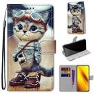 For Xiaomi Poco X3 NPC Coloured Drawing Cross Texture Horizontal Flip PU Leather Case with Holder & Card Slots & Wallet & Lanyard(Leather Shoes Cat) - 1