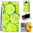 For Xiaomi Poco X3 NPC Coloured Drawing Cross Texture Horizontal Flip PU Leather Case with Holder & Card Slots & Wallet & Lanyard(Green Lemon) - 1