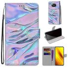For Xiaomi Poco X3 NPC Coloured Drawing Cross Texture Horizontal Flip PU Leather Case with Holder & Card Slots & Wallet & Lanyard(Fluorescent Water Texture) - 1