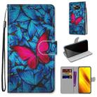 For Xiaomi Poco X3 NPC Coloured Drawing Cross Texture Horizontal Flip PU Leather Case with Holder & Card Slots & Wallet & Lanyard(Blue Red Butterfly) - 1