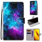 For Xiaomi Poco X3 NPC Coloured Drawing Cross Texture Horizontal Flip PU Leather Case with Holder & Card Slots & Wallet & Lanyard(Purple Green Starry Sky) - 1