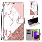 For Samsung Galaxy A52 5G Coloured Drawing Cross Texture Horizontal Flip PU Leather Case with Holder & Card Slots & Wallet & Lanyard(Pink Stone Texture) - 1