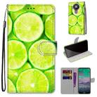 For Nokia 3.4 Coloured Drawing Cross Texture Horizontal Flip PU Leather Case with Holder & Card Slots & Wallet & Lanyard(Green Lemon) - 1