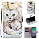 For Nokia 3.4 Coloured Drawing Cross Texture Horizontal Flip PU Leather Case with Holder & Card Slots & Wallet & Lanyard(Big Cat Holding Kitten) - 1