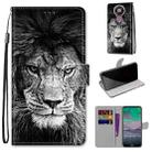 For Nokia 3.4 Coloured Drawing Cross Texture Horizontal Flip PU Leather Case with Holder & Card Slots & Wallet & Lanyard(Black White Lion Head) - 1