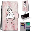 For Nokia 3.4 Coloured Drawing Cross Texture Horizontal Flip PU Leather Case with Holder & Card Slots & Wallet & Lanyard(Pink Hands Heart) - 1