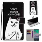 For Nokia 3.4 Coloured Drawing Cross Texture Horizontal Flip PU Leather Case with Holder & Card Slots & Wallet & Lanyard(Middle Finger White Cat) - 1