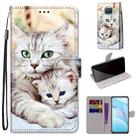 For Xiaomi Mi 10T Lite Coloured Drawing Cross Texture Horizontal Flip PU Leather Case with Holder & Card Slots & Wallet & Lanyard(Big Cat Holding Kitten) - 1