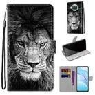 For Xiaomi Mi 10T Lite Coloured Drawing Cross Texture Horizontal Flip PU Leather Case with Holder & Card Slots & Wallet & Lanyard(Black White Lion Head) - 1