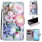 For Xiaomi Mi 10T Lite Coloured Drawing Cross Texture Horizontal Flip PU Leather Case with Holder & Card Slots & Wallet & Lanyard(Light Pink Bouquet) - 1