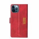 For iPhone 12 Pro Max Retro Texture Contrast Color Side Buckle Horizontal Flip Leather Case with Holder & Card Slots & Wallet(Red) - 3