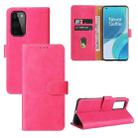 For OnePlus 9 Solid Color Skin Feel Magnetic Buckle Horizontal Flip Calf Texture PU Leather Case with Holder & Card Slots & Wallet(Rose Red) - 1