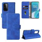 For OnePlus 9 Pro Solid Color Skin Feel Magnetic Buckle Horizontal Flip Calf Texture PU Leather Case with Holder & Card Slots & Wallet(Blue) - 1