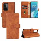 For OnePlus 9 Pro Solid Color Skin Feel Magnetic Buckle Horizontal Flip Calf Texture PU Leather Case with Holder & Card Slots & Wallet(Brown) - 1