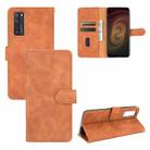 For ZTE Axon 20 5G / A20 5G Solid Color Skin Feel Magnetic Buckle Horizontal Flip Calf Texture PU Leather Case with Holder & Card Slots & Wallet(Brown) - 1