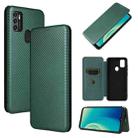 For ZTE Blade A7s 2020 Carbon Fiber Texture Horizontal Flip TPU + PC + PU Leather Case with Card Slot(Green) - 1