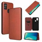 For ZTE Blade A7s 2020 Carbon Fiber Texture Horizontal Flip TPU + PC + PU Leather Case with Card Slot(Brown) - 1