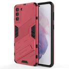 For Samsung Galaxy S21+ 5G Punk Armor 2 in 1 PC + TPU Shockproof Case with Invisible Holder(Light Red) - 1