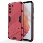 For Samsung Galaxy S21 5G Punk Armor 2 in 1 PC + TPU Shockproof Case with Invisible Holder(Light Red) - 1