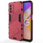 For OPPO A93 5G Punk Armor 2 in 1 PC + TPU Shockproof Case with Invisible Holder(Light Red) - 1