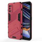 For OPPO Realme 7 Pro Punk Armor 2 in 1 PC + TPU Shockproof Case with Invisible Holder(Light Red) - 1