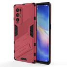 For OPPO Reno5 Pro+ Punk Armor 2 in 1 PC + TPU Shockproof Case with Invisible Holder(Light Red) - 1