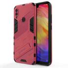 For Xiaomi Redmi Note 7 Punk Armor 2 in 1 PC + TPU Shockproof Case with Invisible Holder(Light Red) - 1