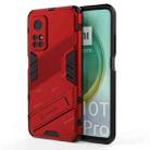For Xiaomi Mi 10T Pro 5G Punk Armor 2 in 1 PC + TPU Shockproof Case with Invisible Holder(Red) - 1