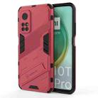 For Xiaomi Mi 10T Pro 5G Punk Armor 2 in 1 PC + TPU Shockproof Case with Invisible Holder(Light Red) - 1