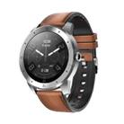 MX12 1.3 inch IPS Color Screen IP68 Waterproof Smart Watch, Support Bluetooth Call / Sleep Monitoring / Heart Rate Monitoring, Style: Leather Strap(Silver Brown) - 1