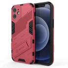 For iPhone 12 mini Punk Armor 2 in 1 PC + TPU Shockproof Case with Invisible Holder (Light Red) - 1