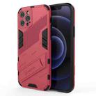 For iPhone 12 Pro Punk Armor 2 in 1 PC + TPU Shockproof Case with Invisible Holder(Light Red) - 1