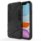 For iPhone X / XS Punk Armor 2 in 1 PC + TPU Shockproof Case with Invisible Holder(Black) - 1