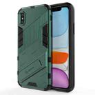 For iPhone X / XS Punk Armor 2 in 1 PC + TPU Shockproof Case with Invisible Holder(Green) - 1