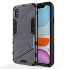 For iPhone X / XS Punk Armor 2 in 1 PC + TPU Shockproof Case with Invisible Holder(Grey) - 1