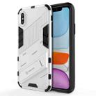 For iPhone X / XS Punk Armor 2 in 1 PC + TPU Shockproof Case with Invisible Holder(White) - 1