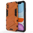 For iPhone X / XS Punk Armor 2 in 1 PC + TPU Shockproof Case with Invisible Holder(Orange) - 1