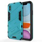 For iPhone X / XS Punk Armor 2 in 1 PC + TPU Shockproof Case with Invisible Holder(Blue) - 1