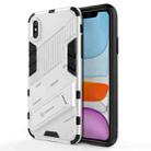 For iPhone XR Punk Armor 2 in 1 PC + TPU Shockproof Case with Invisible Holder(White) - 1
