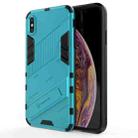 For iPhone XS Max Punk Armor 2 in 1 PC + TPU Shockproof Case with Invisible Holder(Blue) - 1