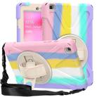 For Samsung Galaxy Tab A 8.0 (2019) T290 / T295 Shockproof Colorful Silicone + PC Protective Case with Holder & Shoulder Strap & Hand Strap(Pink) - 1