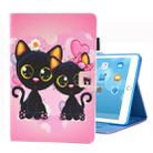 For iPad 10.2 2021 / 2020 / 2019 Coloured Drawing Pattern Horizontal Flip Leather Case with Holder & Card Slots & Photo Frame(Two Black Cats) - 1
