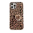 For iPhone 11 Leopard Texture with Ring Metal Rhinestone Bracket Mobile Phone Protective Case (Brown) - 1