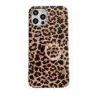 For iPhone 11 Pro Leopard Texture with Ring Metal Rhinestone Bracket Mobile Phone Protective Case (Brown) - 1