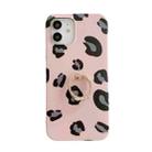Leopard Texture with Ring Metal Rhinestone Bracket Mobile Phone Protective Case For iPhone 12 / 12 Pro(Pink) - 1