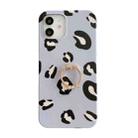 Leopard Texture with Ring Metal Rhinestone Bracket Mobile Phone Protective Case For iPhone 12 Pro Max(Blue Purple) - 1