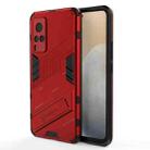 Punk Armor 2 in 1 PC + TPU Shockproof Case with Invisible Holder For vivo X60 5G(Red) - 1