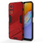 Punk Armor 2 in 1 PC + TPU Shockproof Case with Invisible Holder For vivo Y51(2020 Indian Version)(Red) - 1