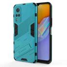 Punk Armor 2 in 1 PC + TPU Shockproof Case with Invisible Holder For vivo Y51(2020 Indian Version)(Blue) - 1
